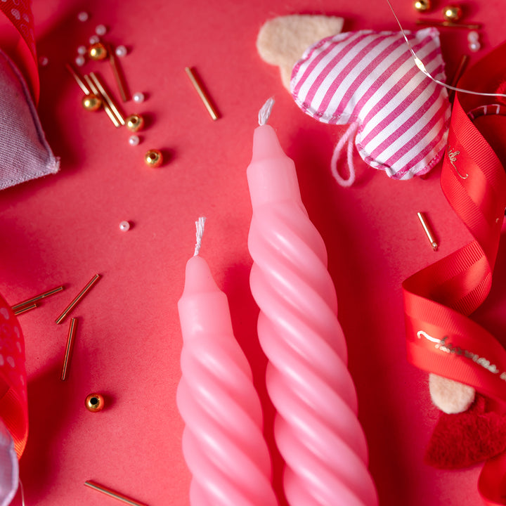 Forever Valentine Set of 2 Twisty Taper Unscented Candles