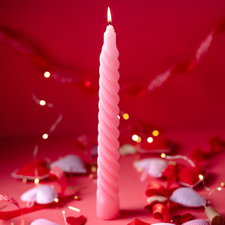 Forever Valentine Set of 2 Twisty Taper Unscented Candles