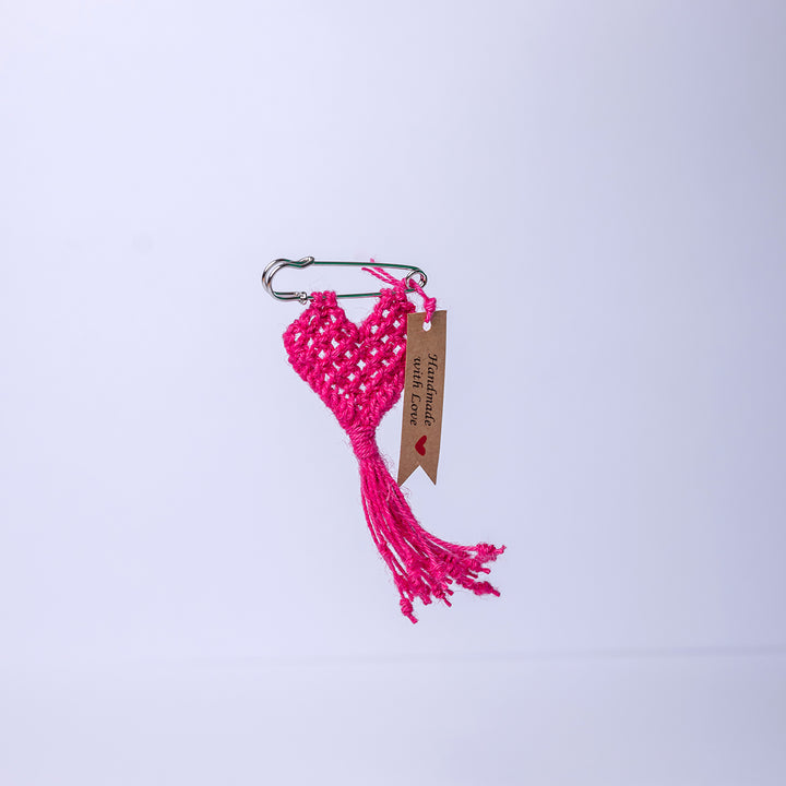Macrame Pink Heart Charm