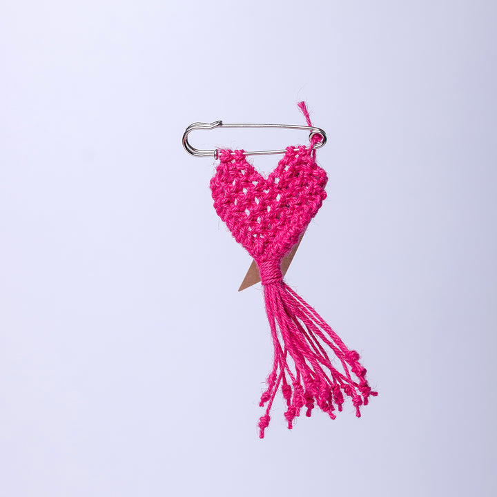 Macrame Pink Heart Charm