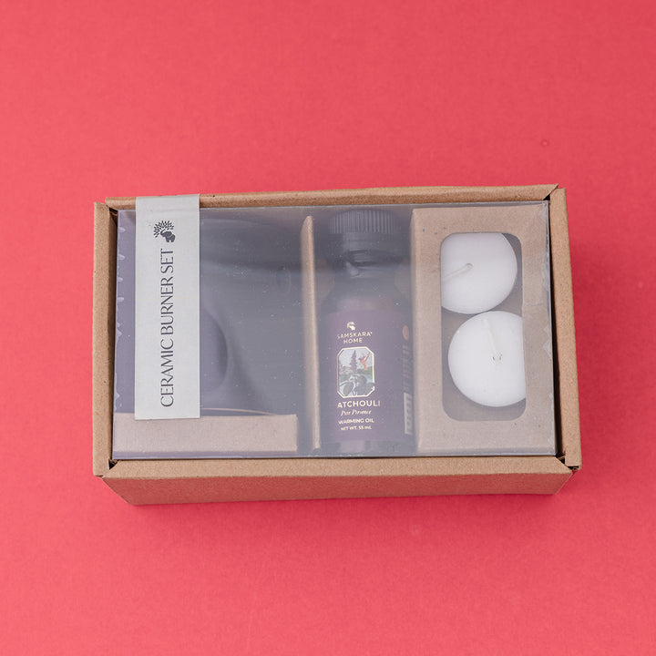 Patchouli Aroma Oil & Ceramic Burner Set (Customizable)