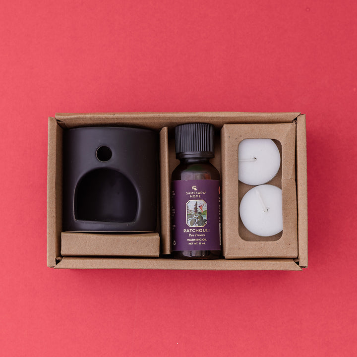 Patchouli Aroma Oil & Ceramic Burner Set (Customizable)
