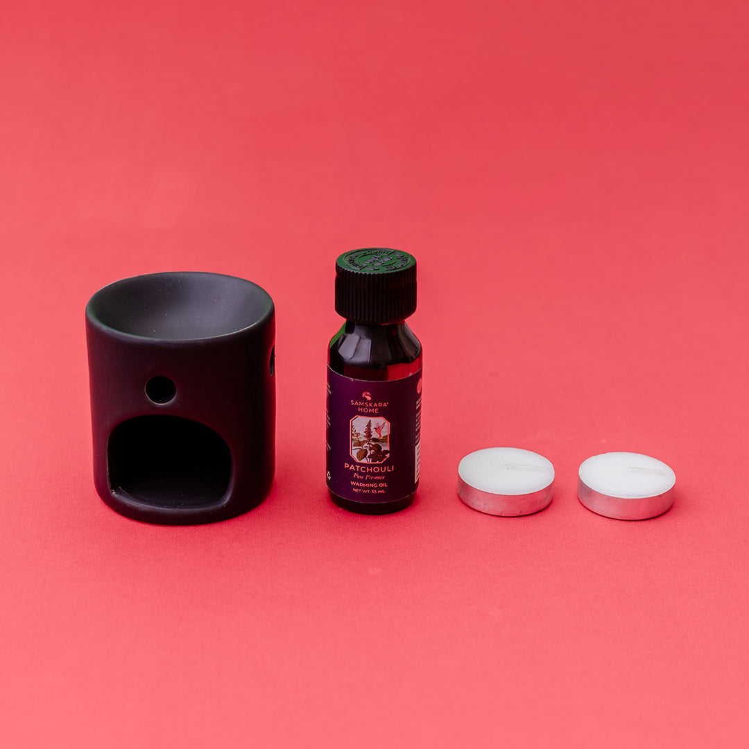 Patchouli Aroma Oil & Ceramic Burner Set (Customizable)