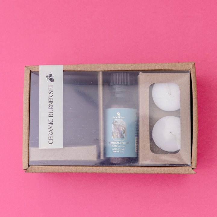Sandalwood Aroma Oil & Ceramic Burner Set (Customizable)