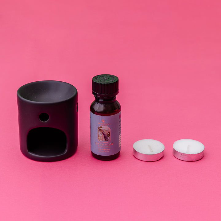 Sandalwood Aroma Oil & Ceramic Burner Set (Customizable)