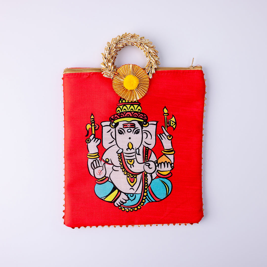 Ganesha Fabric Gift Bag - Red