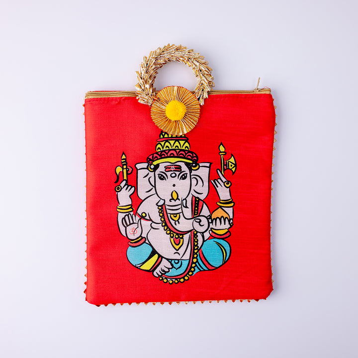 Ganesha Fabric Gift Bag - Red
