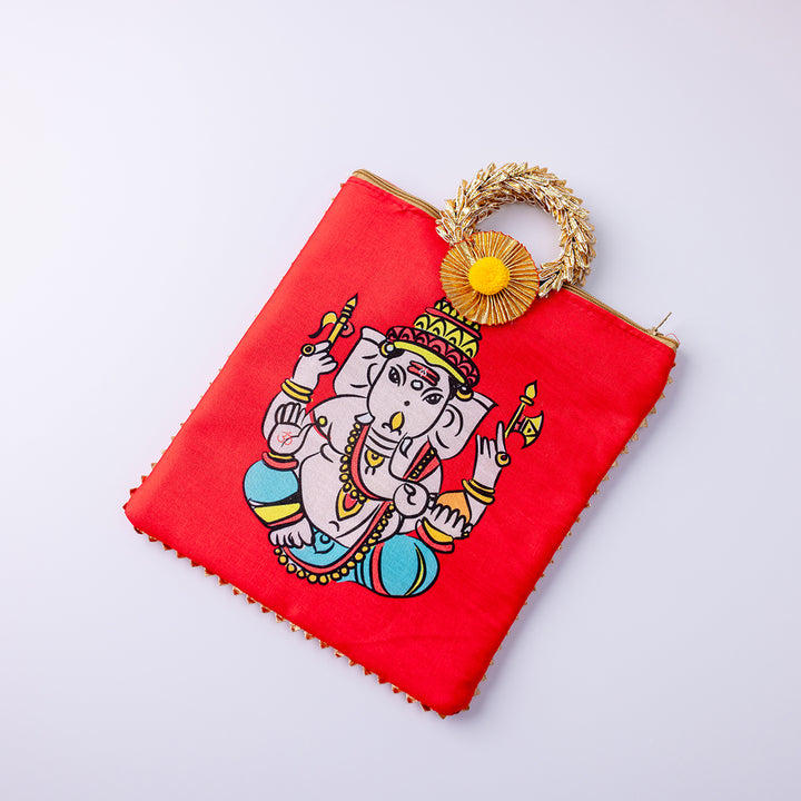 Ganesha Fabric Gift Bag - Red