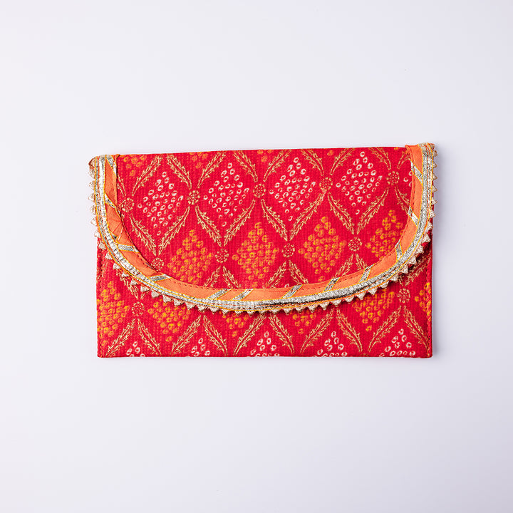 Fabric Envelope Big - Bandhani Orange / Red