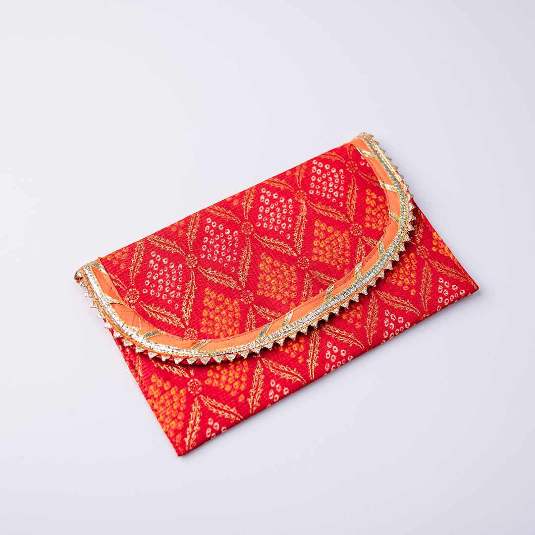 Fabric Envelope Big - Bandhani Orange / Red