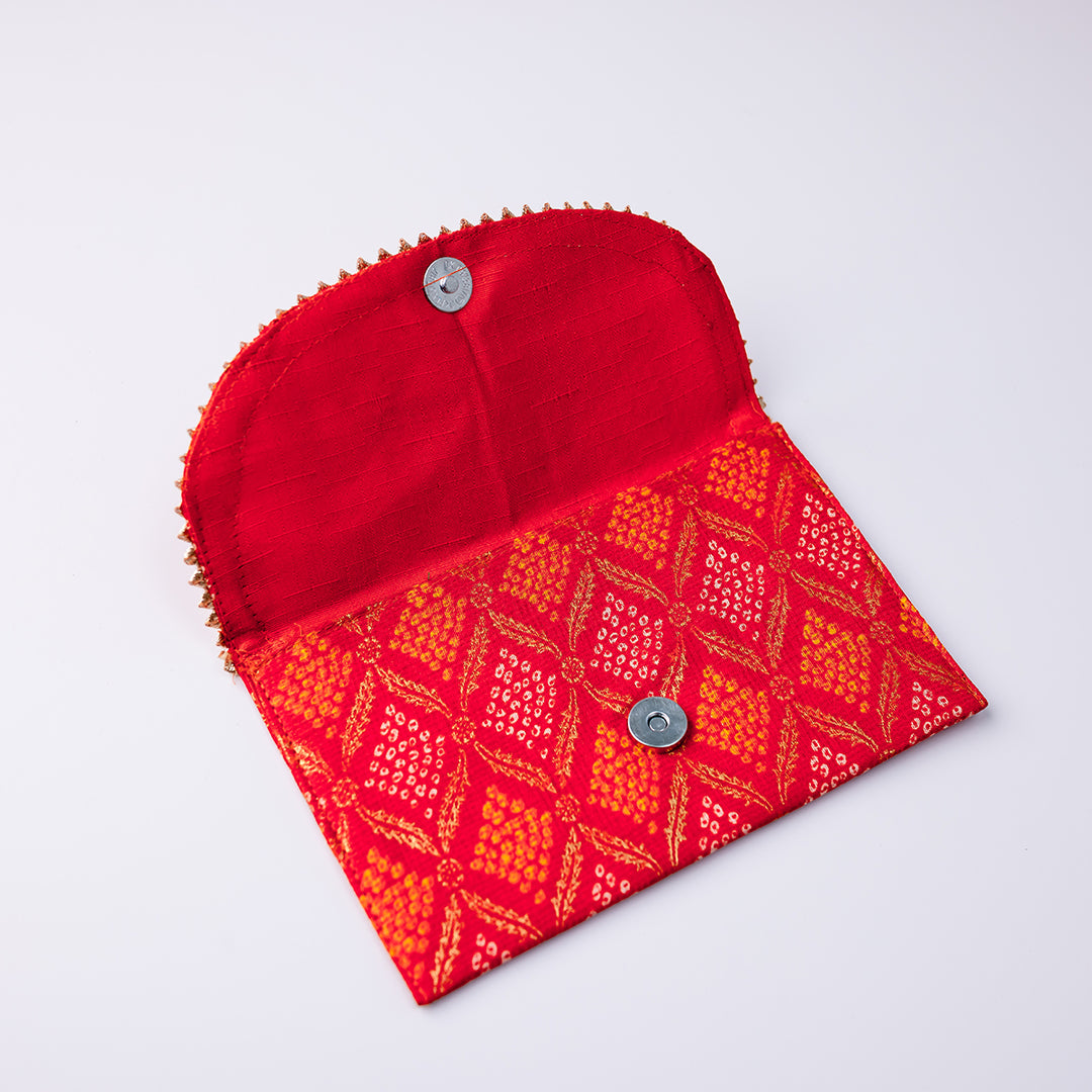 Fabric Envelope Big - Bandhani Orange / Red