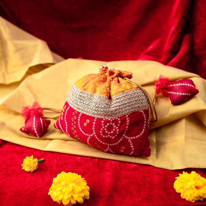 Bandhani Potli - Yellow & Red