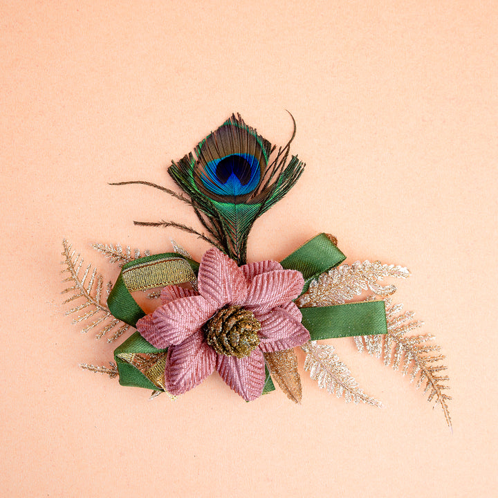 Peacock Feather Floral Decor Clip