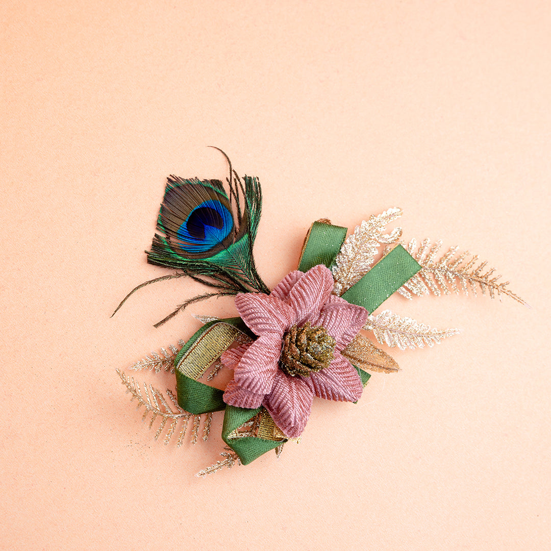 Peacock Feather Floral Decor Clip