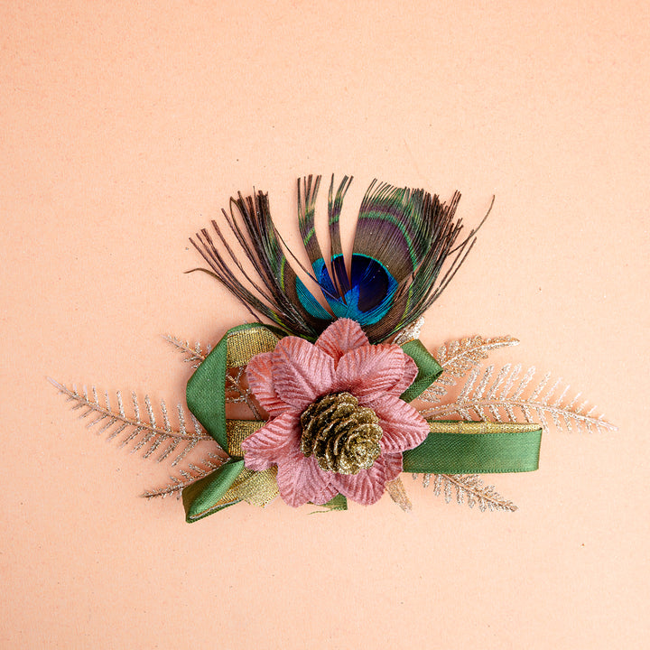 Peacock Feather Floral Decor Clip