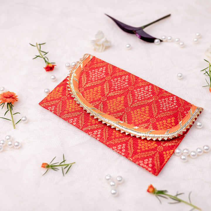 Fabric Envelope Big - Bandhani Orange / Red