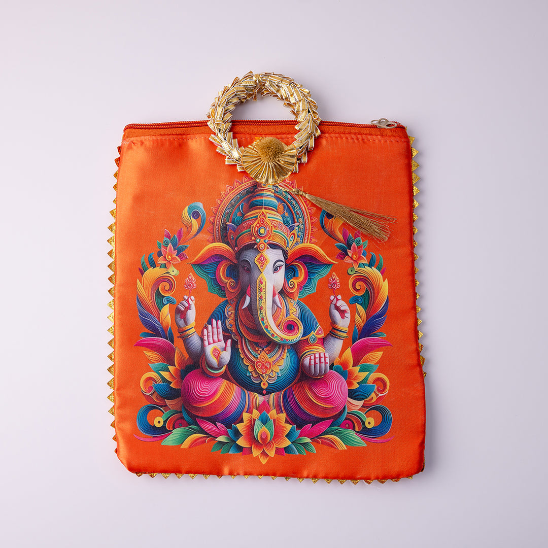 Ganesha Fabric Gift Bag - Orange
