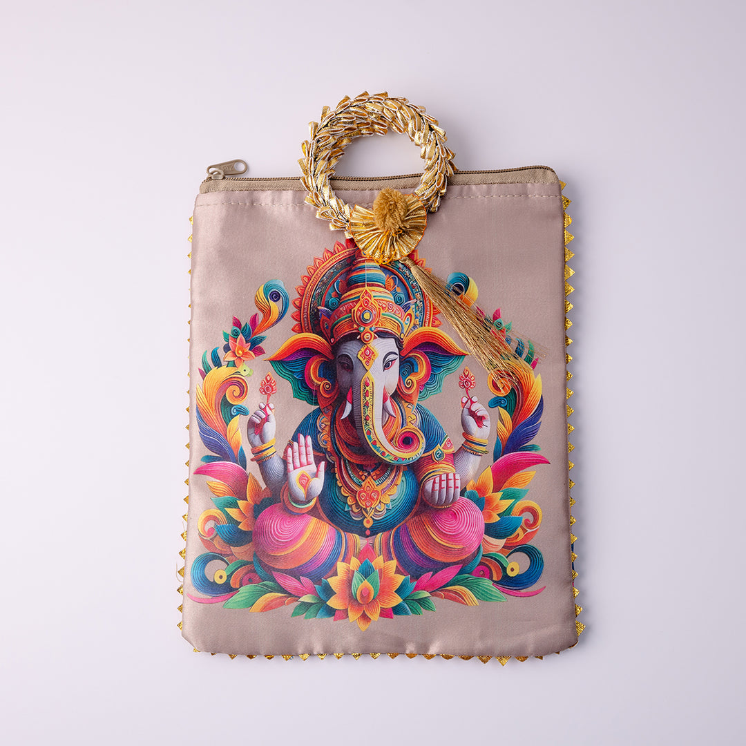 Ganesha Fabric Gift Bag - Beige