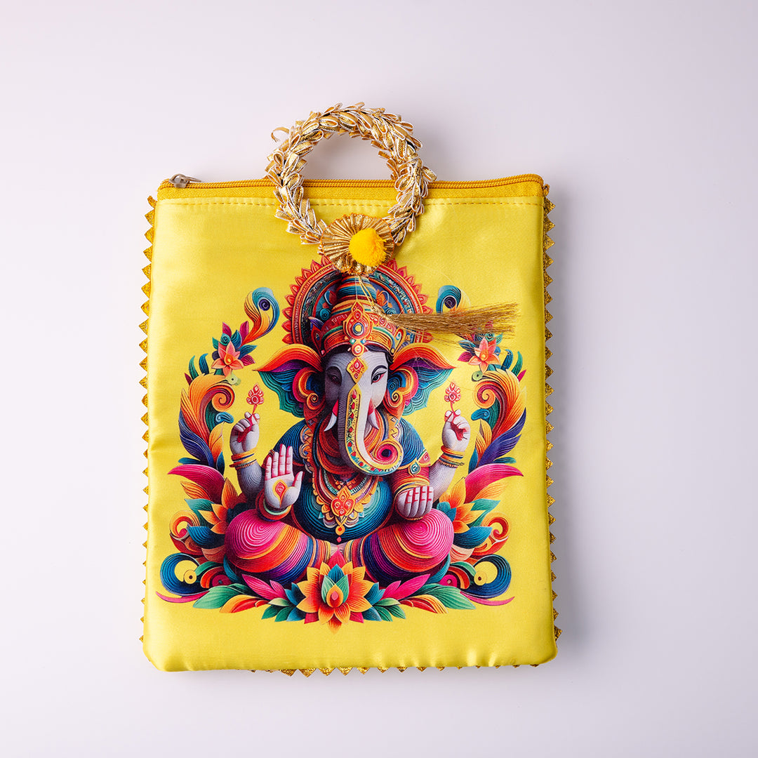 Ganesha Fabric Gift Bag - Yellow