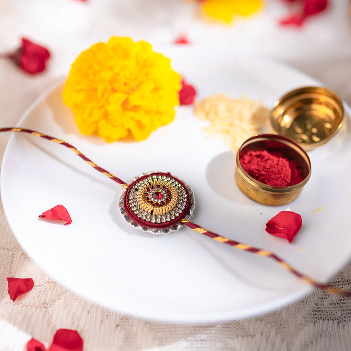Sukti Aarti Plate & Rakhi Set Combo