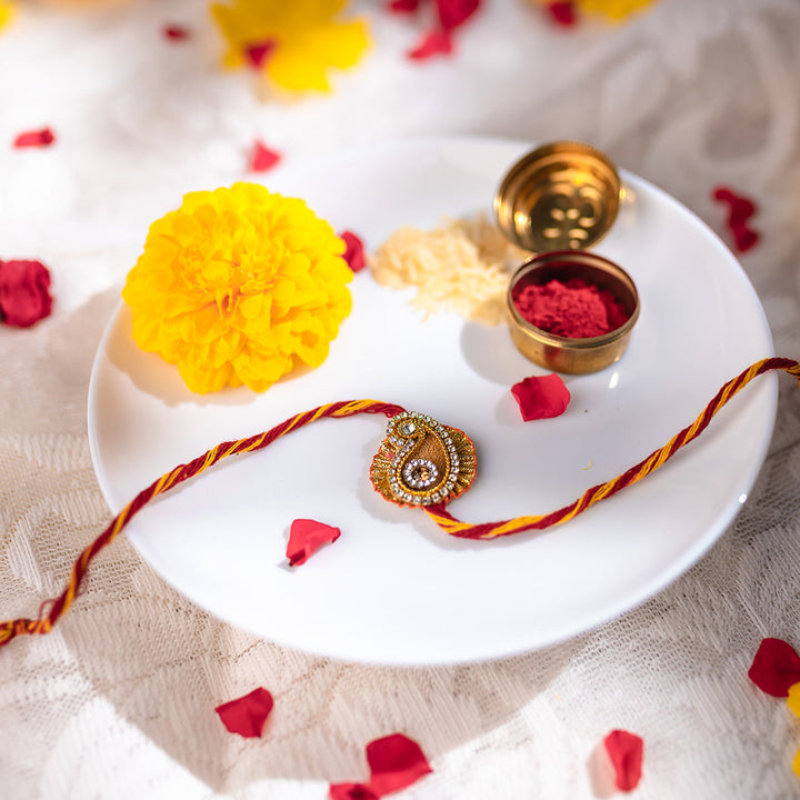 Sukti Aarti Plate & Rakhi Set Combo