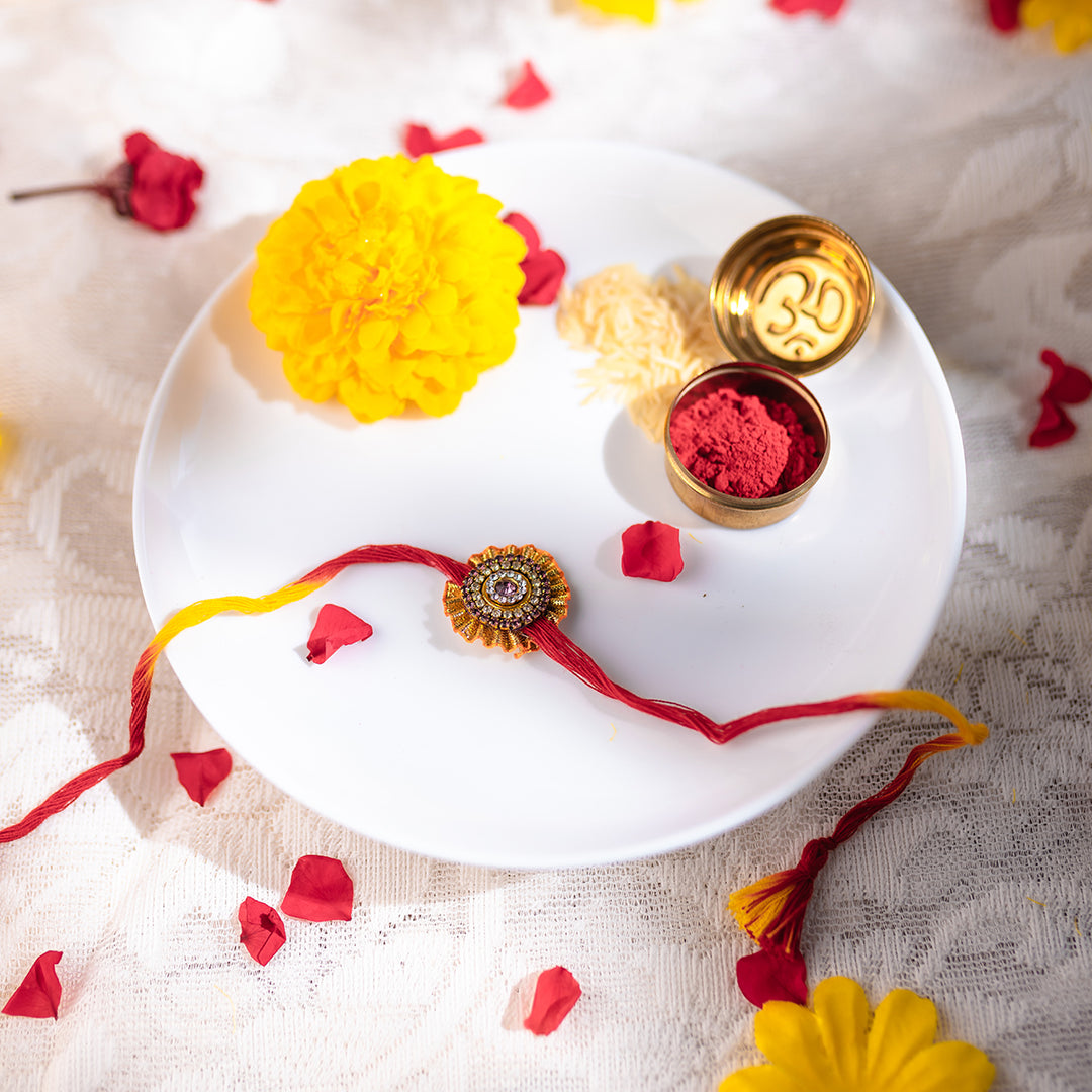 Sukti Aarti Plate & Rakhi Set Combo