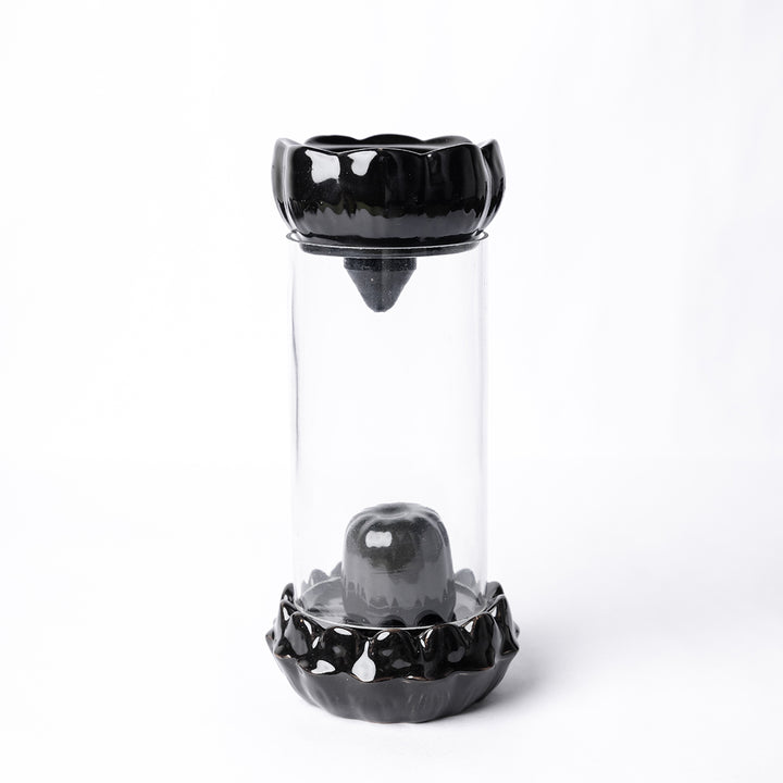 Divine Aura Glass Shivling Incense Holder