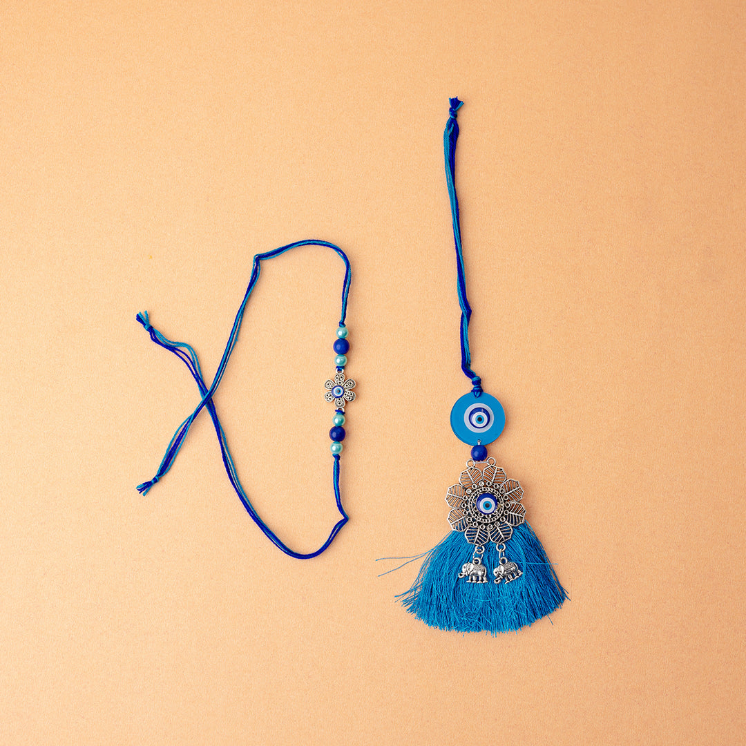 Evil Eye Couple Rakhi Gift Combo with Free Perfume