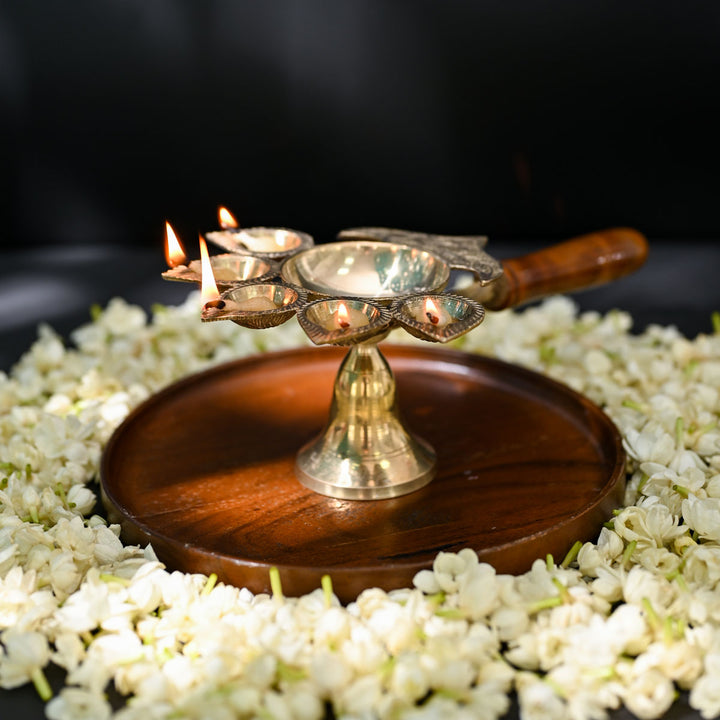 Archana Panch Aarti Diya With Handle