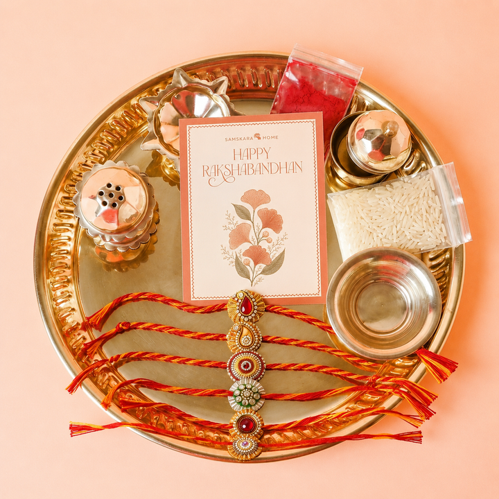 Sukti Aarti Plate & Rakhi Set Combo