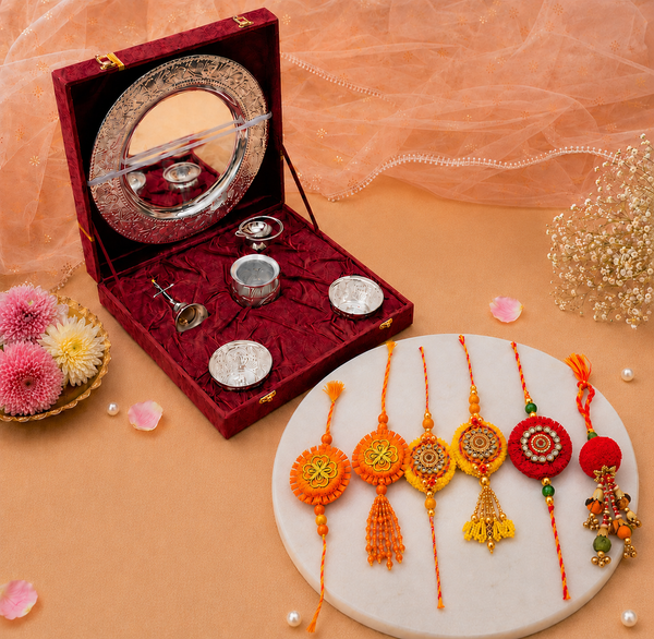 Bhakti Aarti Thali Set & Premium Family Rakhi Collection