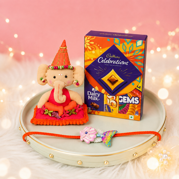 Ganesha Plush & Mermaid Rakhi Combo with Free Cadbury