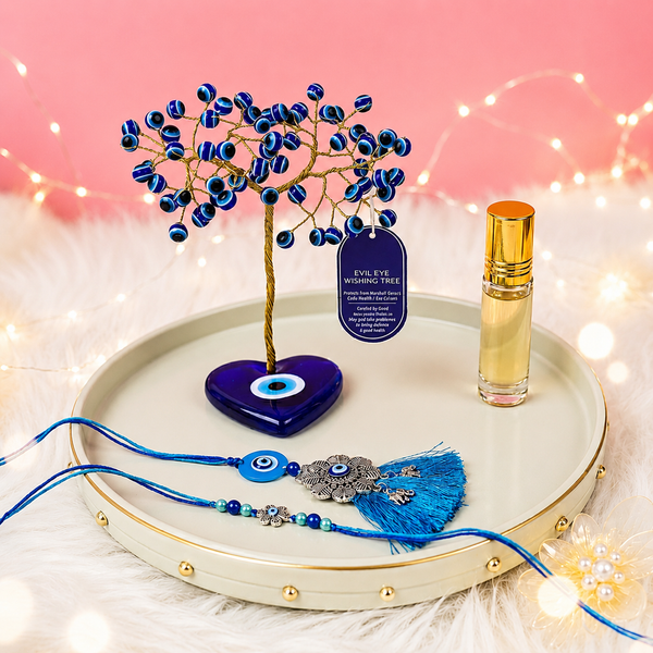 Evil Eye Couple Rakhi Gift Combo with Free Perfume