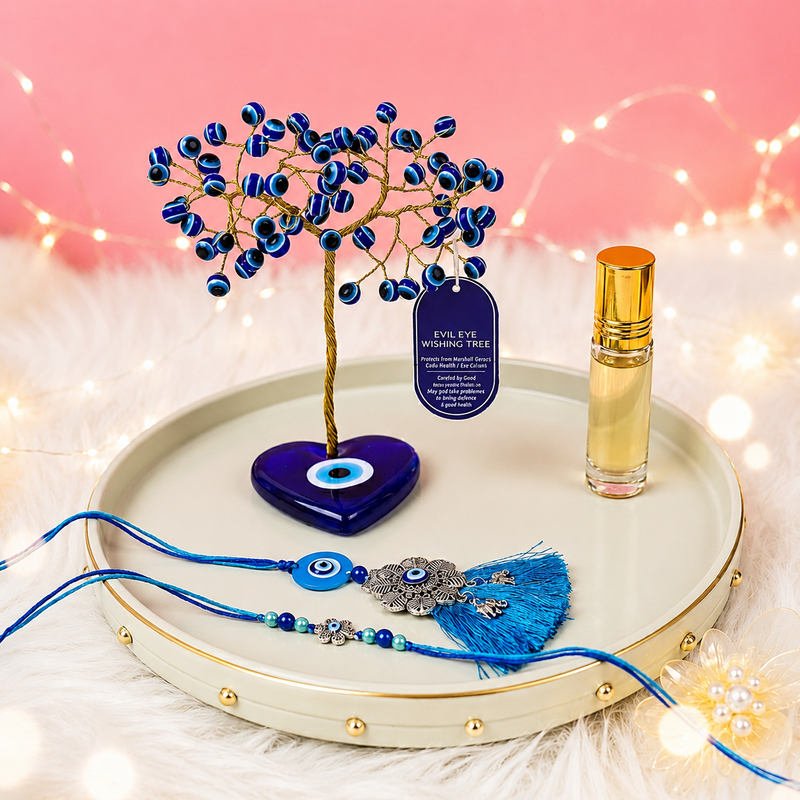 Evil Eye Couple Rakhi Gift Combo with Free Perfume