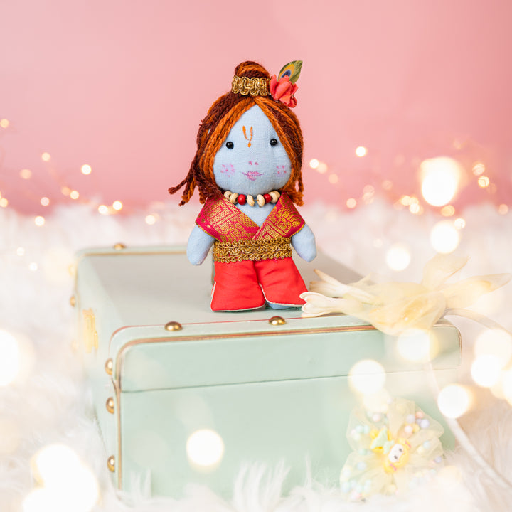 Krishna Plush Toy & Unicorn Bro Rakhi Gift Combo with Free Cadbury Celebrations