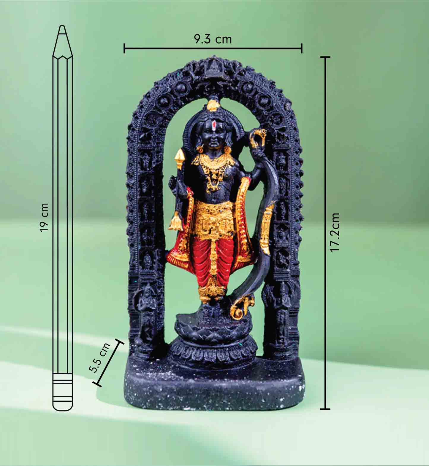 Elegant Black Gold Ram with Red Drapery – Samskara Home