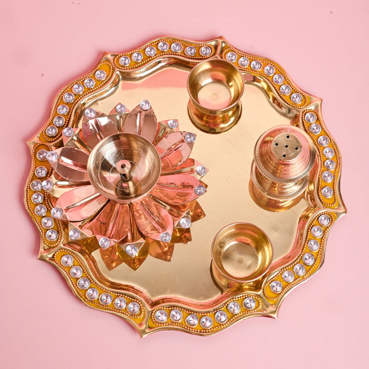 Nishta Aarti Plate & Premium Family Rakhi Celebration Combo