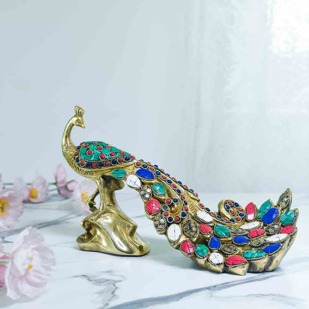 Peacock Brass Idol