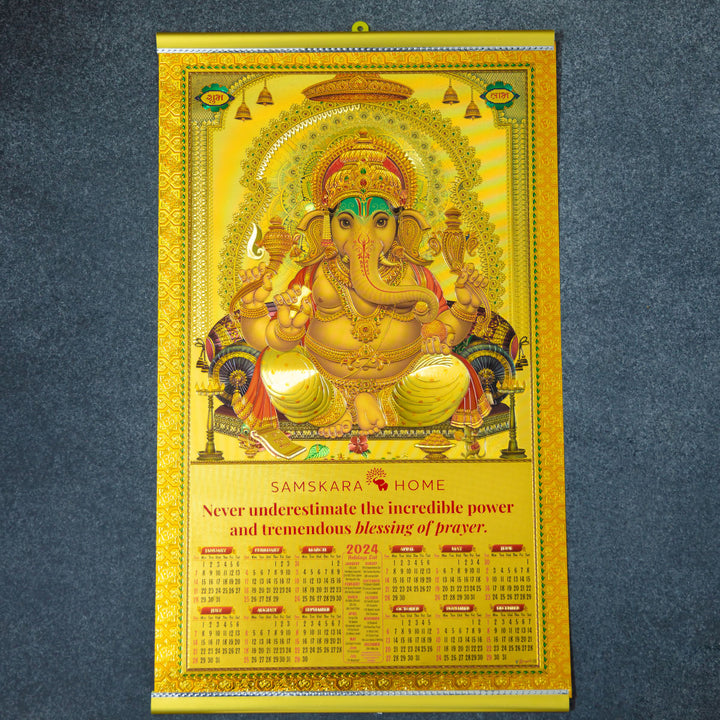 Lord Ganesha Samskara Home Golden Gods Calendar 2024