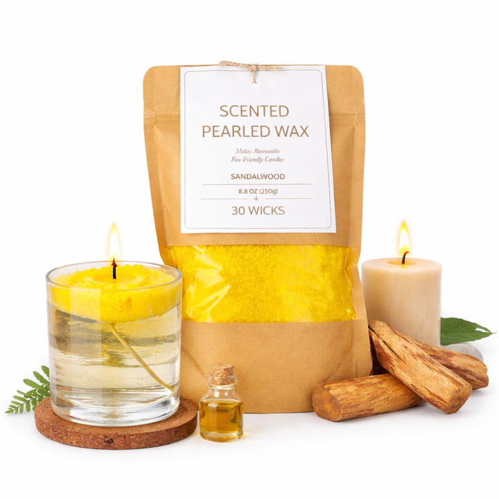 Scented Pearled Wax + 30 Wicks - Sandalwood