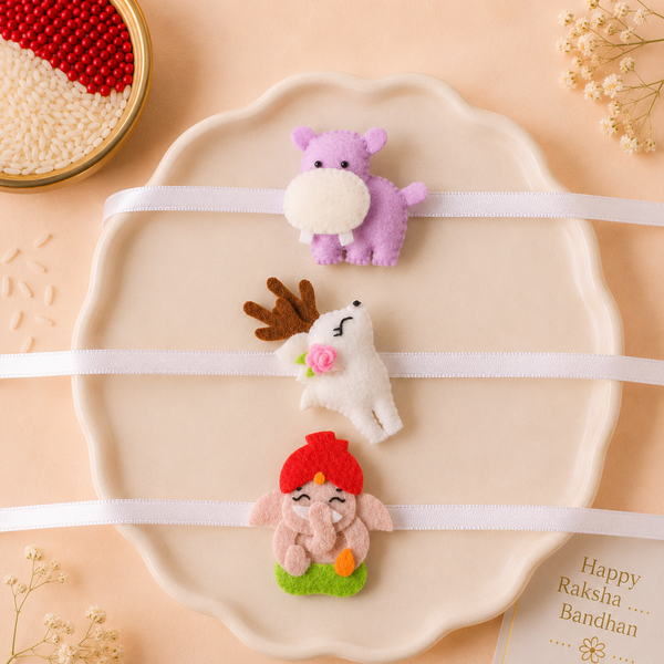 Festive Animal Friends Rakhi Pack (Pack of 3)