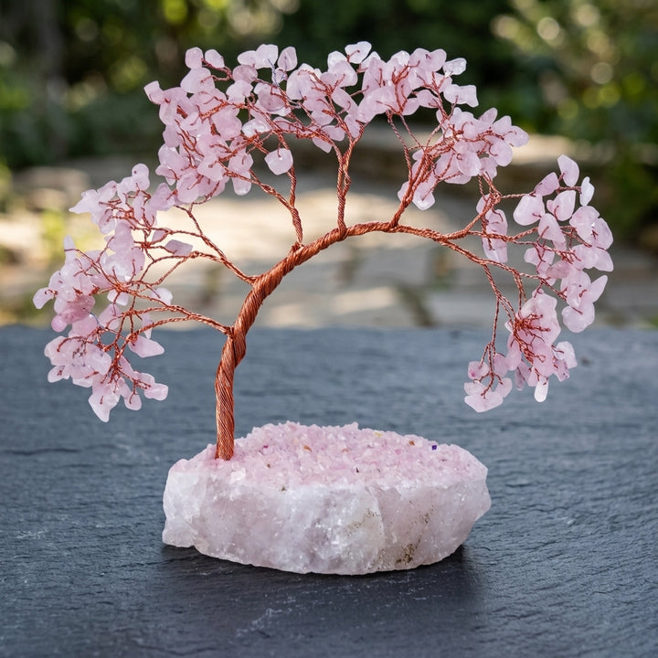 Tilted Rose Quartz Tree