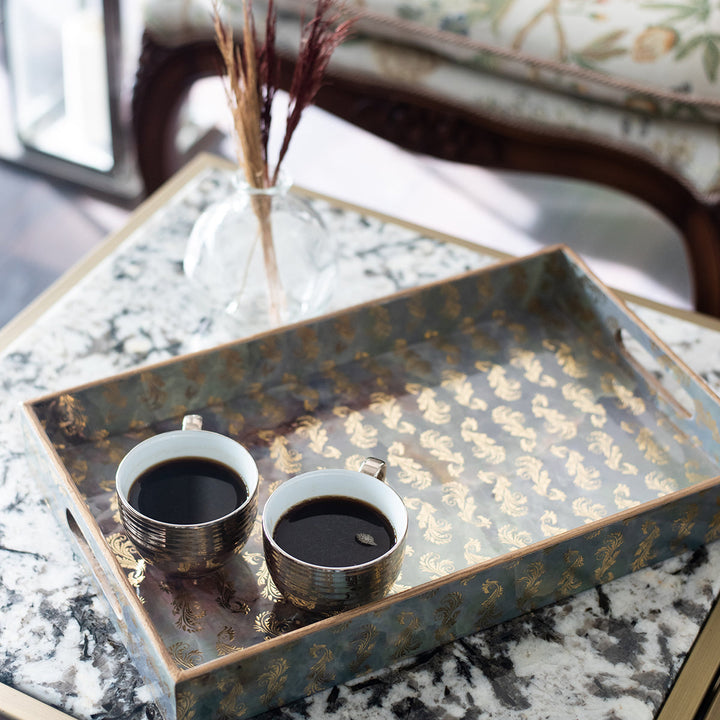 Guilded Turquoise Nesting Trays