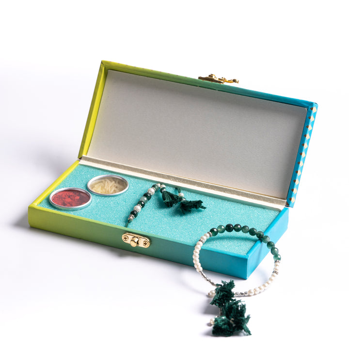 Dark Green Couple Rakhi Gift Set