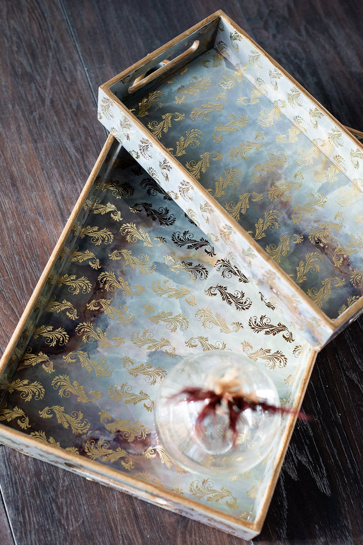 Guilded Turquoise Nesting Trays