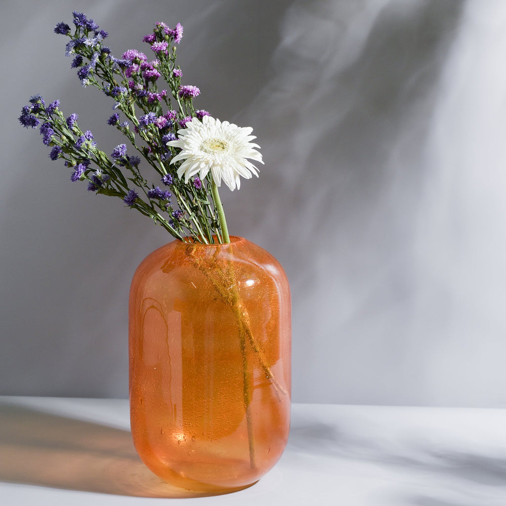 Amber Orange Bubble Glass Vase – Samskara Home