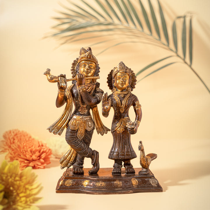 Antique Radha Krishna Brass Idol