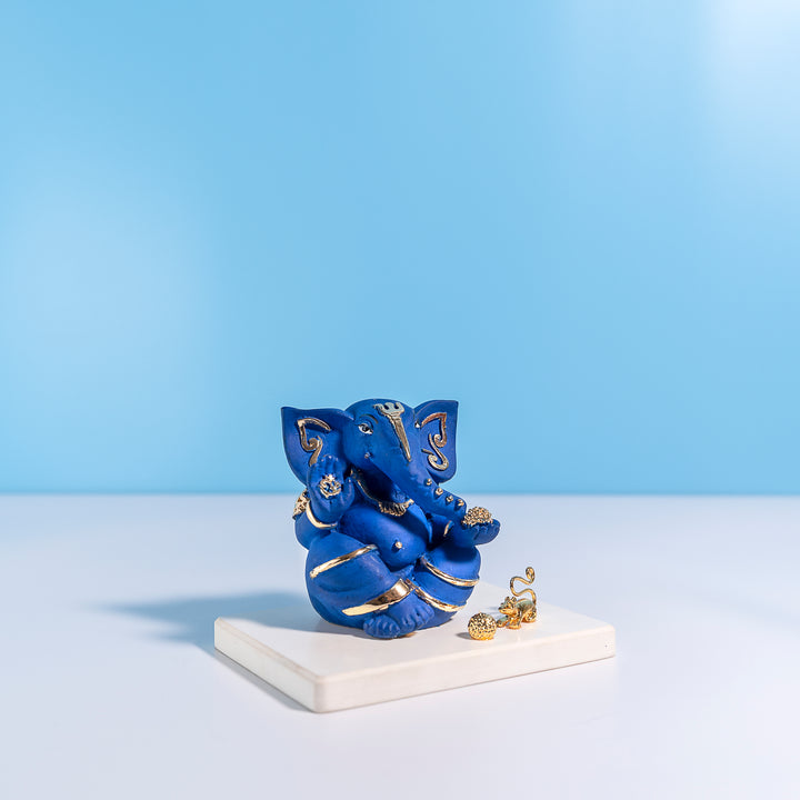 Blue Gold Ganesha Idol