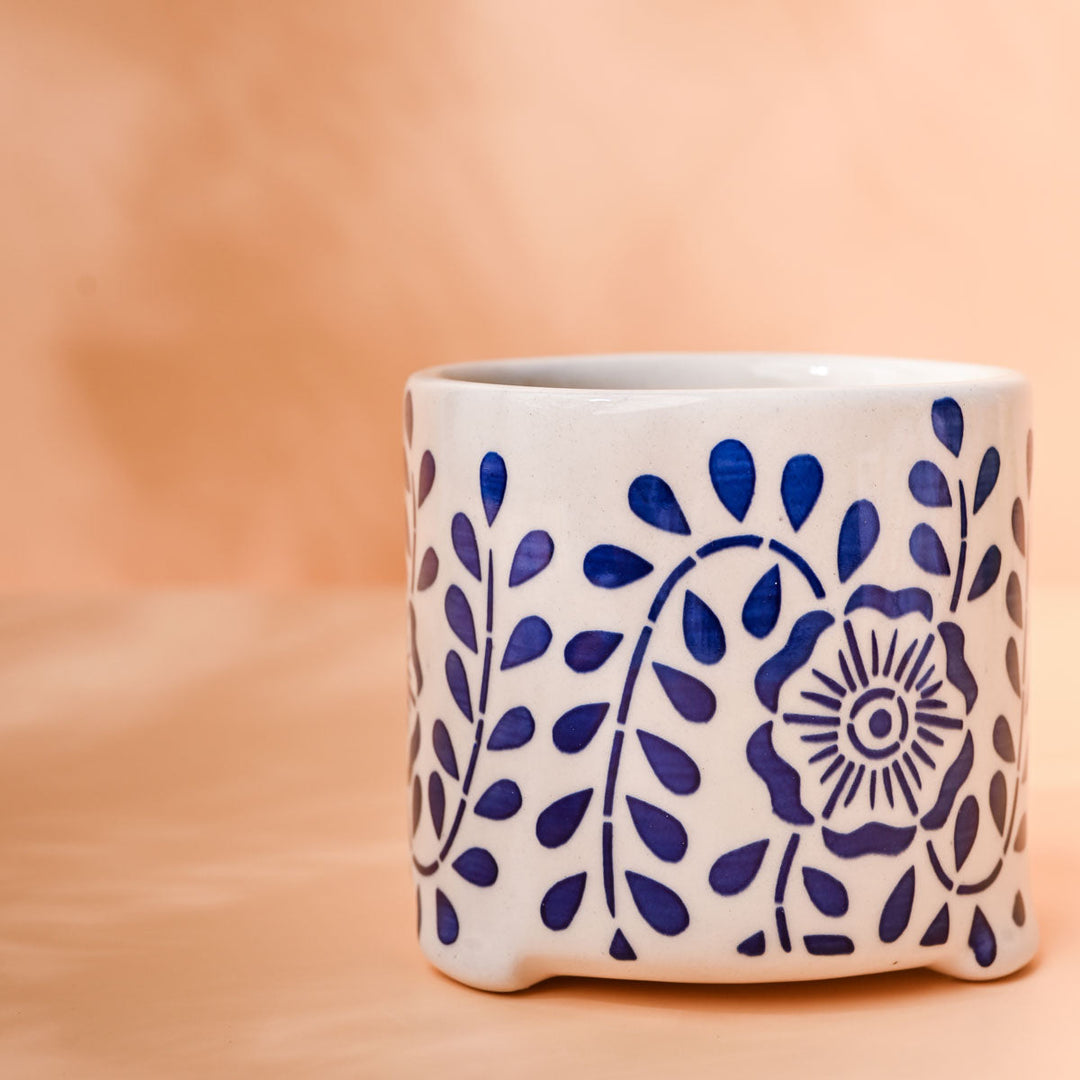 Blue Vine Ceramic Planter