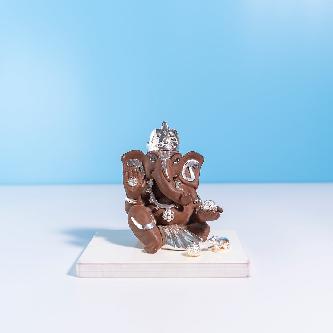 Brown Silver Ganesha Idol